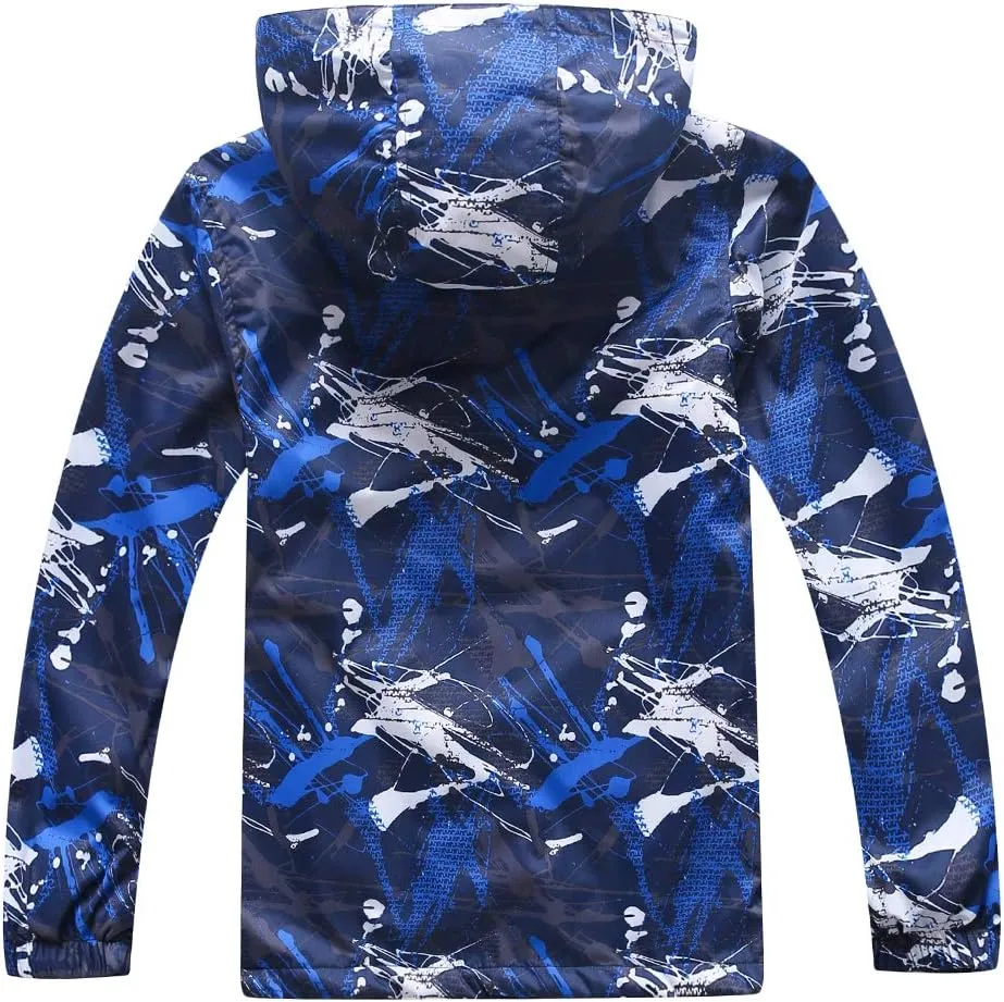 M2C Boys Outdoor Color Block Fleece Lining Windproof Jackets with Hood