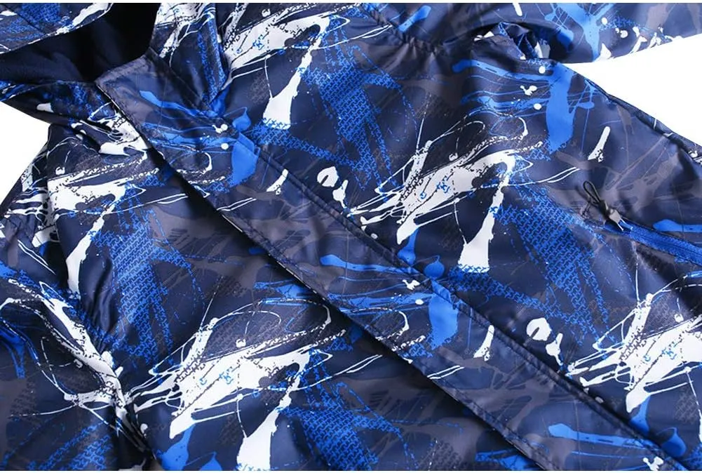 M2C Boys Outdoor Color Block Fleece Lining Windproof Jackets with Hood