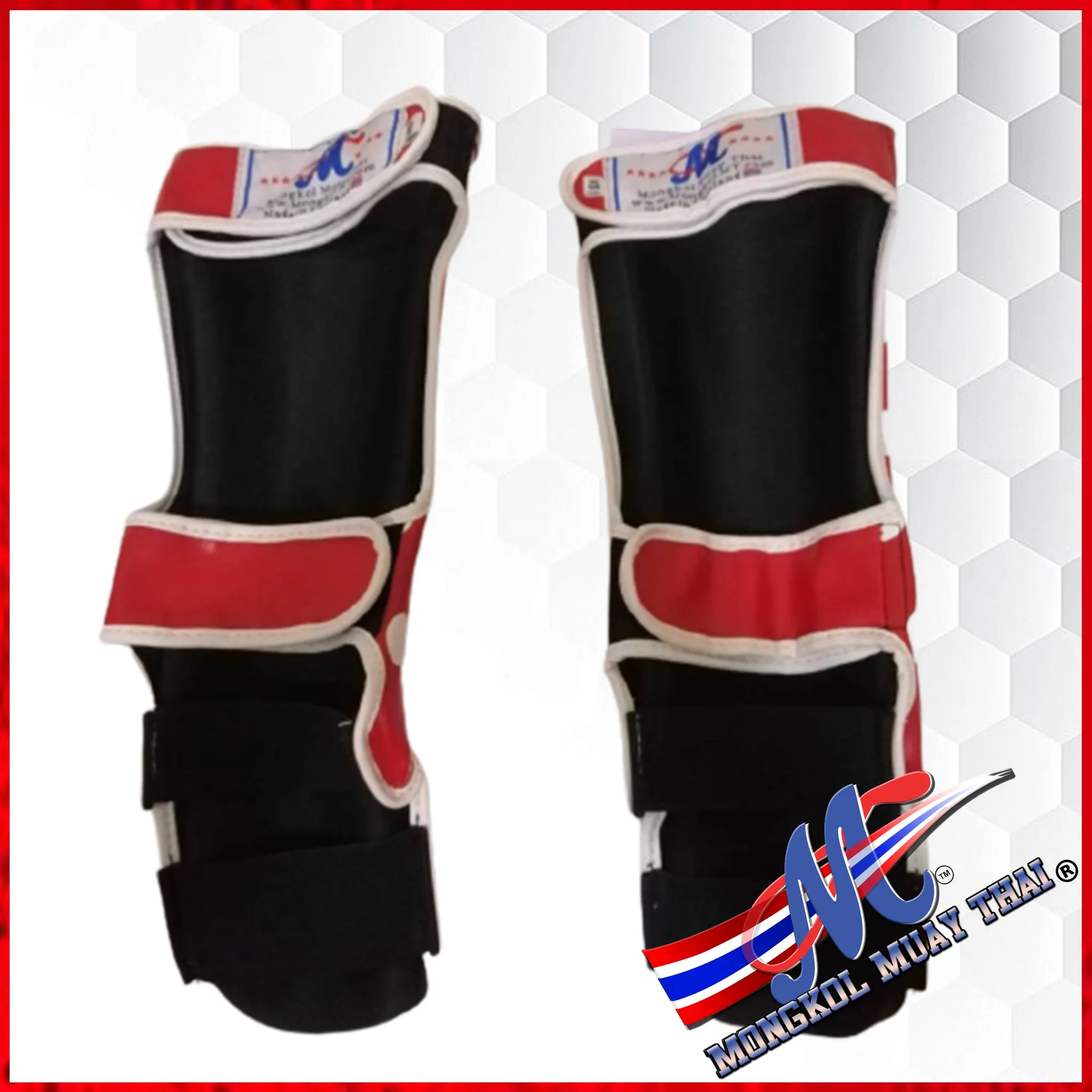 Mongkol shin guards Essential Collection Red Polka Dot Kids shin guards